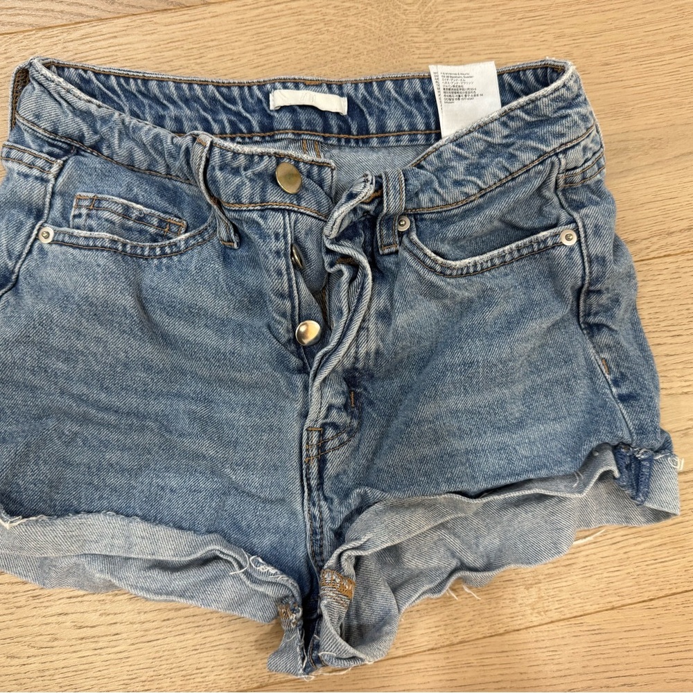 H&M Blue Jean Shorts with Frayed Hem